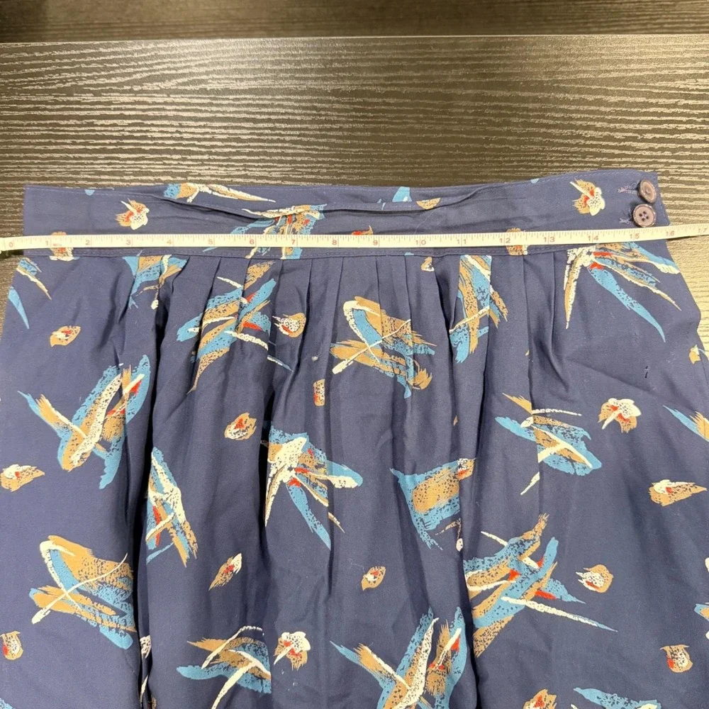 VTG Women's 14 Country Sophisticates Pendleton Navy‎ Abstract Rayon Skirt Set